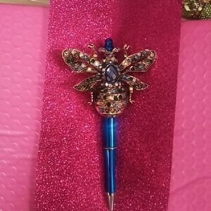 Crystal Bee Decorative Pen in Blue and Gold